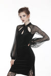 Retro Black tight dress with mesh sleeves DW270 - Gothlolibeauty