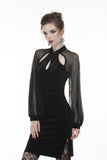 Retro Black tight dress with mesh sleeves DW270 - Gothlolibeauty