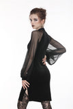 Retro Black tight dress with mesh sleeves DW270 - Gothlolibeauty