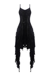 Gothic feather lace side long hem dress DW277 - Gothlolibeauty