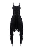 Gothic feather lace side long hem dress DW277 - Gothlolibeauty