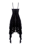 Gothic feather lace side long hem dress DW277 - Gothlolibeauty