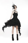 Gothic feather lace side long hem dress DW277 - Gothlolibeauty