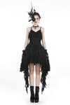 Gothic feather lace side long hem dress DW277 - Gothlolibeauty