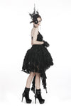 Gothic feather lace side long hem dress DW277 - Gothlolibeauty