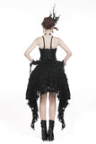 Gothic feather lace side long hem dress DW277 - Gothlolibeauty