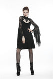 Gothic flower neck lace mesh sleeves dress DW280 - Gothlolibeauty