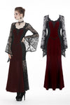 Gothic elegant red velvet lace long dress DW286 - Gothlolibeauty