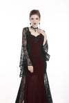 Gothic elegant red velvet lace long dress DW286 - Gothlolibeauty