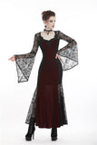 Gothic elegant red velvet lace long dress DW286 - Gothlolibeauty