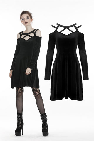 Black punk sexy velvet women dress DW287 - Gothlolibeauty