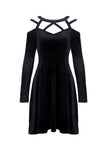 Black punk sexy velvet women dress DW287 - Gothlolibeauty