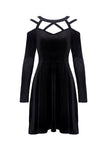 Black punk sexy velvet women dress DW287 - Gothlolibeauty