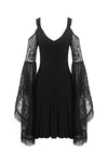 Gothic lace up chest dress with big lace sleeves DW289 - Gothlolibeauty