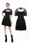 Black lolita lace up halter dress with necklace design DW298 - Gothlolibeauty