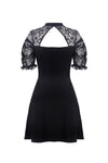 Black lolita lace up halter dress with necklace design DW298 - Gothlolibeauty