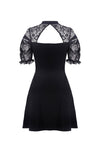 Black lolita lace up halter dress with necklace design DW298 - Gothlolibeauty