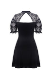 Black lolita lace up halter dress with necklace design DW298 - Gothlolibeauty