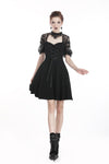 Black lolita lace up halter dress with necklace design DW298 - Gothlolibeauty