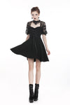 Black lolita lace up halter dress with necklace design DW298 - Gothlolibeauty