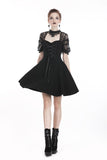 Black lolita lace up halter dress with necklace design DW298 - Gothlolibeauty