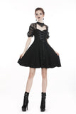 Black lolita lace up halter dress with necklace design DW298 - Gothlolibeauty