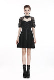 Black lolita lace up halter dress with necklace design DW298 - Gothlolibeauty