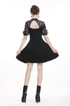 Black lolita lace up halter dress with necklace design DW298 - Gothlolibeauty