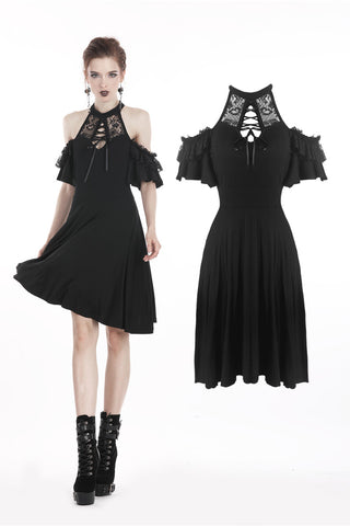 Gothic lady lacey lace up chest dress DW299 - Gothlolibeauty