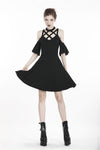 Punk off shoulder sexy dress with back lace up DW304 - Gothlolibeauty