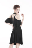 Punk off shoulder sexy dress with back lace up DW304 - Gothlolibeauty