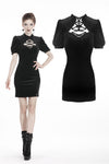 Black lady vintage lace up chest bodycon dress DW308 - Gothlolibeauty