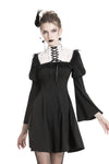 Cute goth outfits chiffon dress with white lace up chest DW328 - Gothlolibeauty