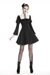 Cute goth outfits chiffon dress with white lace up chest DW328 - Gothlolibeauty