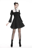 Cute goth outfits chiffon dress with white lace up chest DW328 - Gothlolibeauty