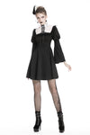 Cute goth outfits chiffon dress with white lace up chest DW328 - Gothlolibeauty