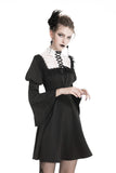 Cute goth outfits chiffon dress with white lace up chest DW328 - Gothlolibeauty