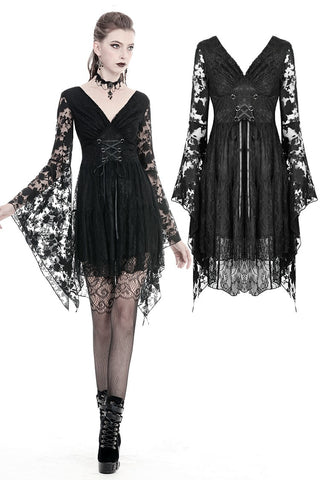 Gothic Japanese lace dress with kimono neck DW347 - Gothlolibeauty