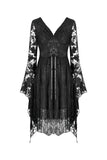 Gothic Japanese lace dress with kimono neck DW347 - Gothlolibeauty