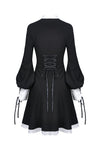 Ladies black lolita dress with white inverted triangle lace front  DW355 - Gothlolibeauty
