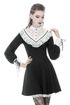 Ladies black lolita dress with white inverted triangle lace front  DW355 - Gothlolibeauty