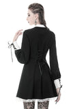 Ladies black lolita dress with white inverted triangle lace front  DW355 - Gothlolibeauty