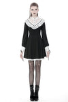 Ladies black lolita dress with white inverted triangle lace front  DW355 - Gothlolibeauty