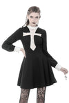 Gothic vintage black dress with a big white skull cross front DW356 - Gothlolibeauty