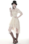 Steampunk beige cocktail short sleeves dress DW358 - Gothlolibeauty