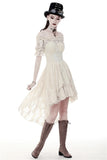 Steampunk beige cocktail short sleeves dress DW358 - Gothlolibeauty