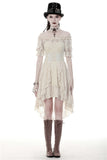 Steampunk beige cocktail short sleeves dress DW358 - Gothlolibeauty