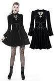 Gothic double heart front belt waist dress DW373 - Gothlolibeauty