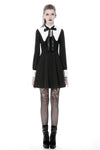 Gothic lolita black and white bow neck dress DW374 - Gothlolibeauty