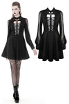 Gothic coffin and cross front long sleeves dress DW378 - Gothlolibeauty